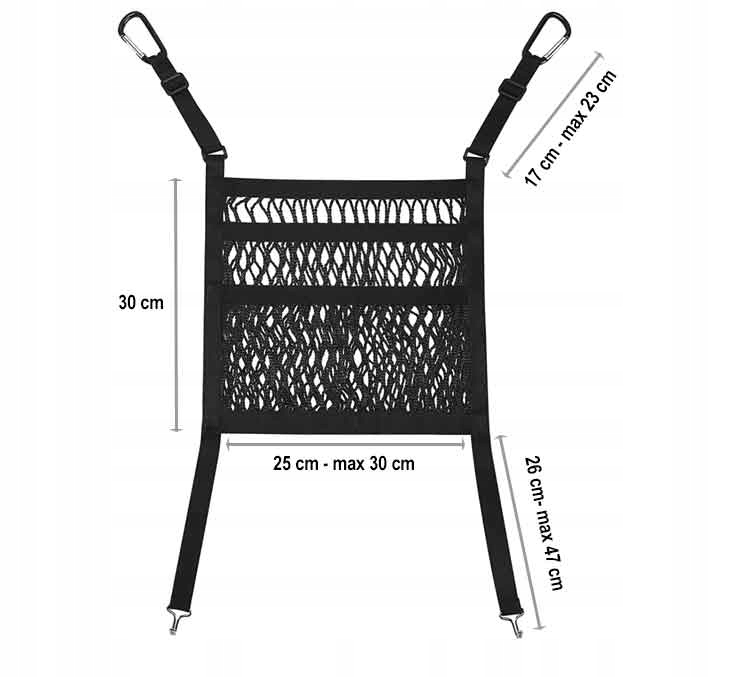 SIATKA ORGANIZER DO SAMOCHODU AUTA MIĘDZY SIEDZENIA AUTOSIATKA SCHOWEK Rodzaj siatki