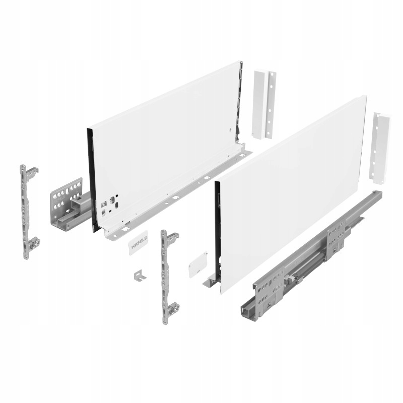 Szuflada Hafele Matrix S Slim 3D biała 550 mm wysoka H199 cichy domyk 50kg