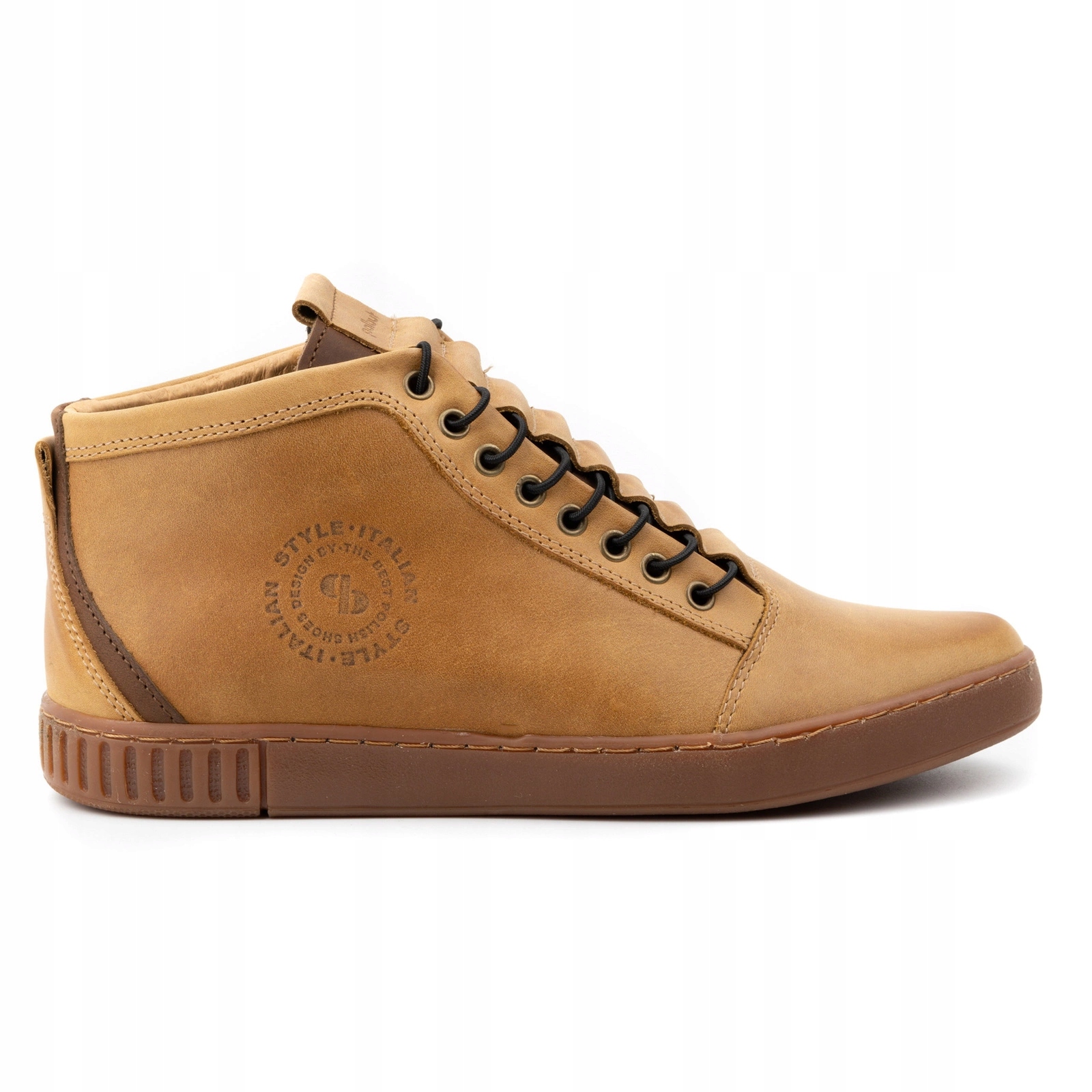 Pánské zateplené kožené tenisky nad kotník 2122 hnědé 40