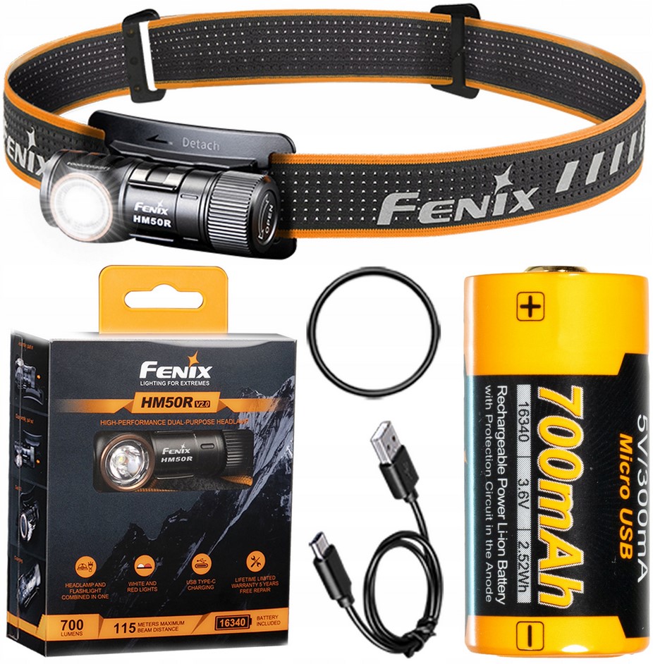 Latarka Czołowa Czołówka Led Taktyczna Fenix HM50R V2.0 Akumulatorowa 700lm