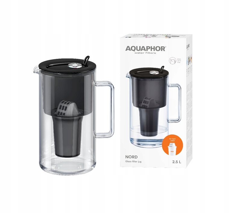 Filtrační konvice skleněná Aquaphor Nord 2,5 l s náplní A5H (350 l), černá