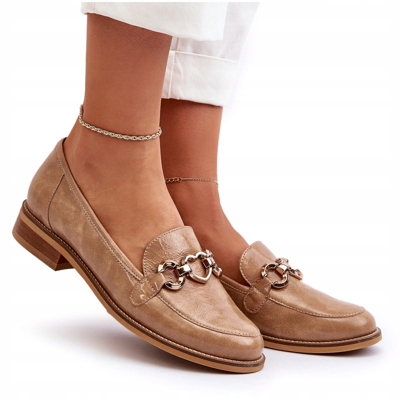 Kožené Dámské Lakované Mokasíny S Ozdobou Laura Messi 2760 Hnědé 39