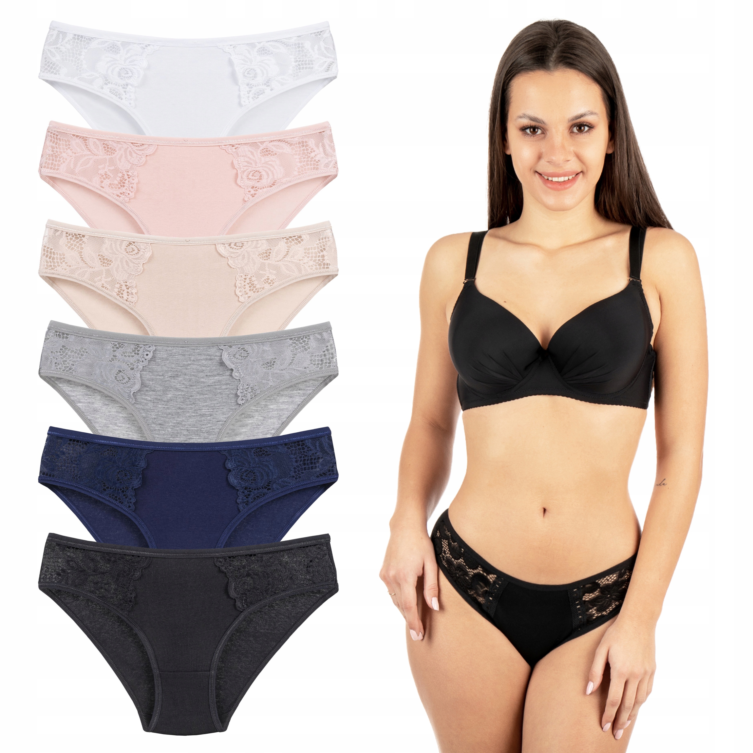 

6x Majtki Figi Damskie Bawełniane Rozmiar L