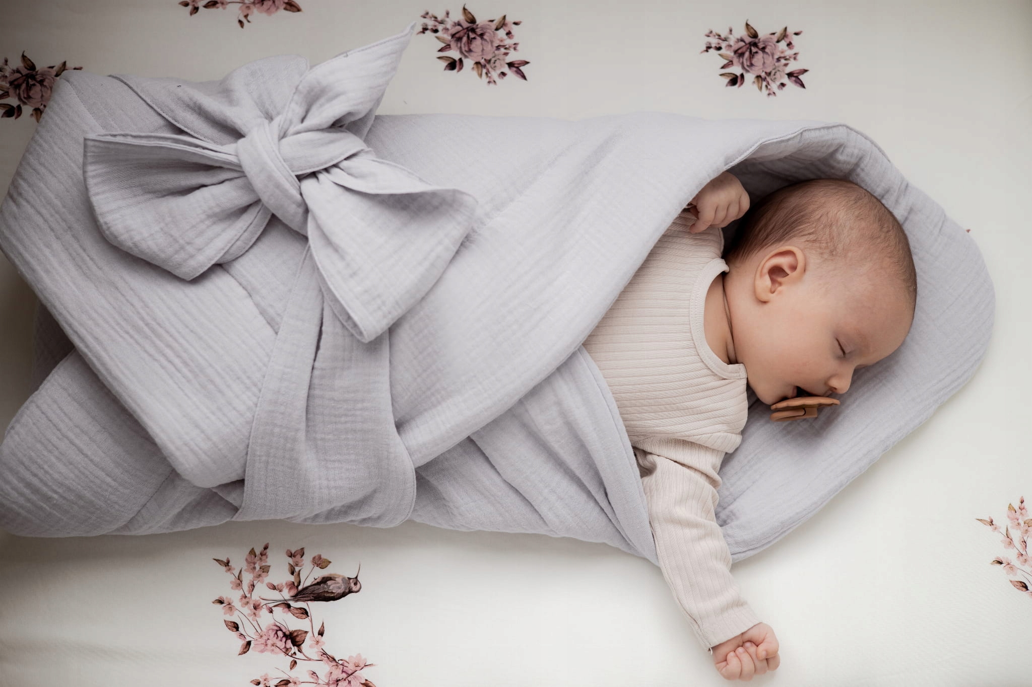 Rożek Niemowlęcy Muślinowy dla Dzieci Dziecięcy Becik - ROSE/RÓŻOWY Marka Sleepee