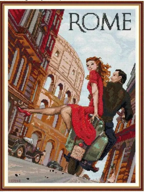 Vyšívací sada Kanwa Mulina dovolená láska Řím
