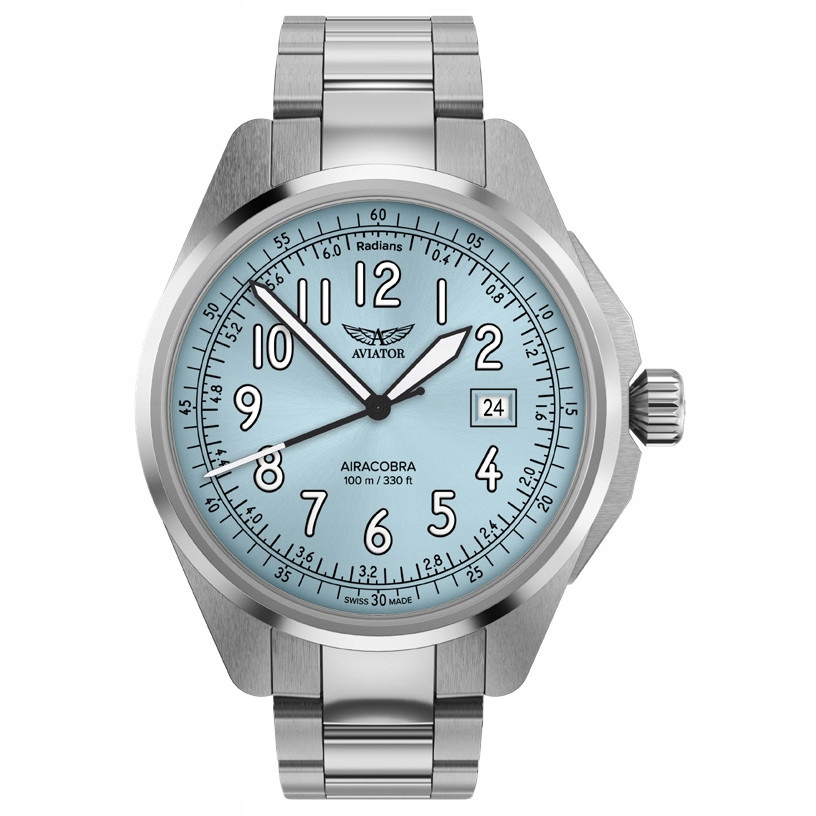 Zegarek Męski Aviator V.1.38.0.328.5 srebrny bransoleta