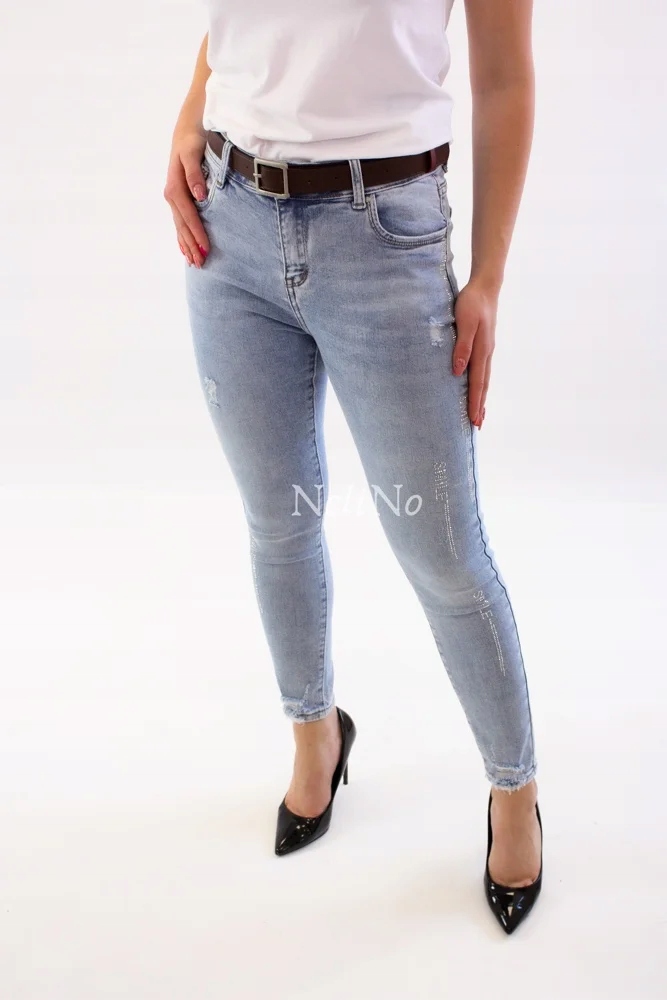 Džínové kalhoty s flitry Smile L