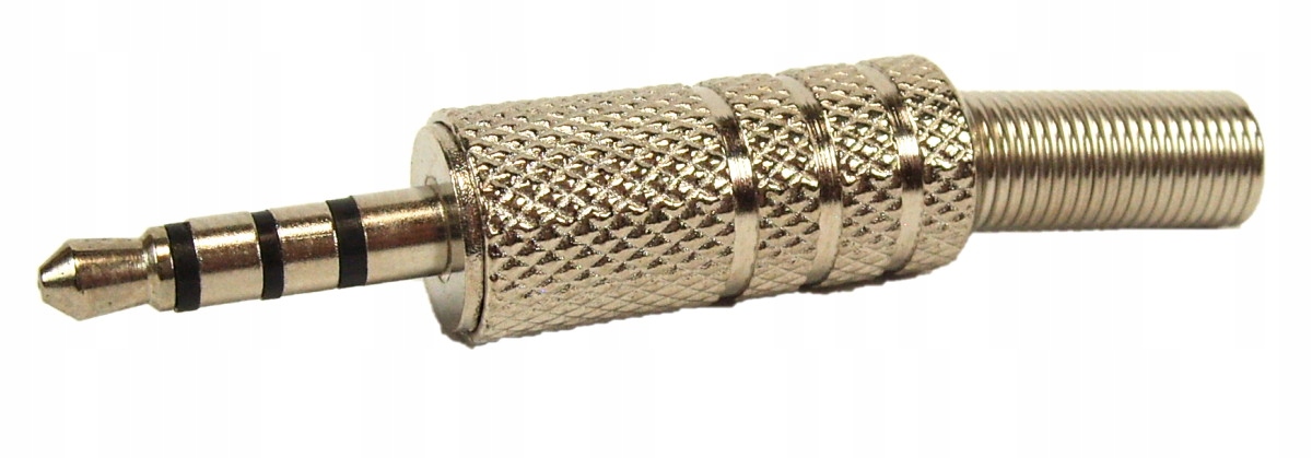 

Wtyczka Jack 3,5mm 4-polowa 4pin metalowa srebrna
