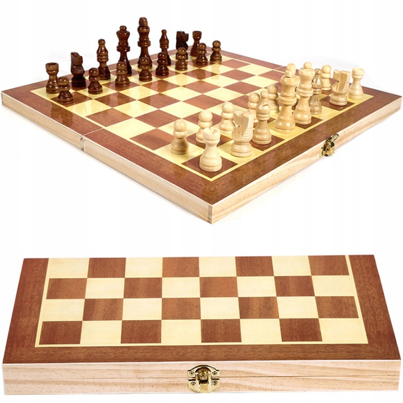 

Szachy Drewniane Klasyczne Składane Gra 30X30 CM