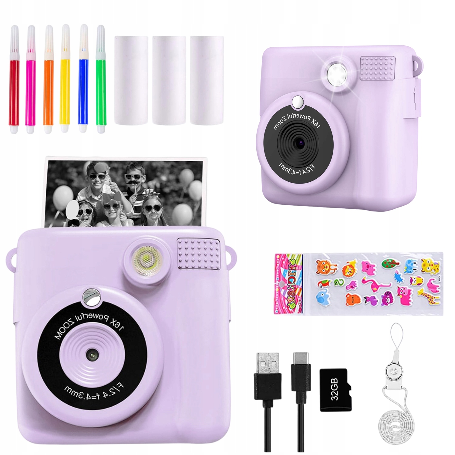 Digitální Instantní Fotoaparát Pro Děti S 32 Gb Papír