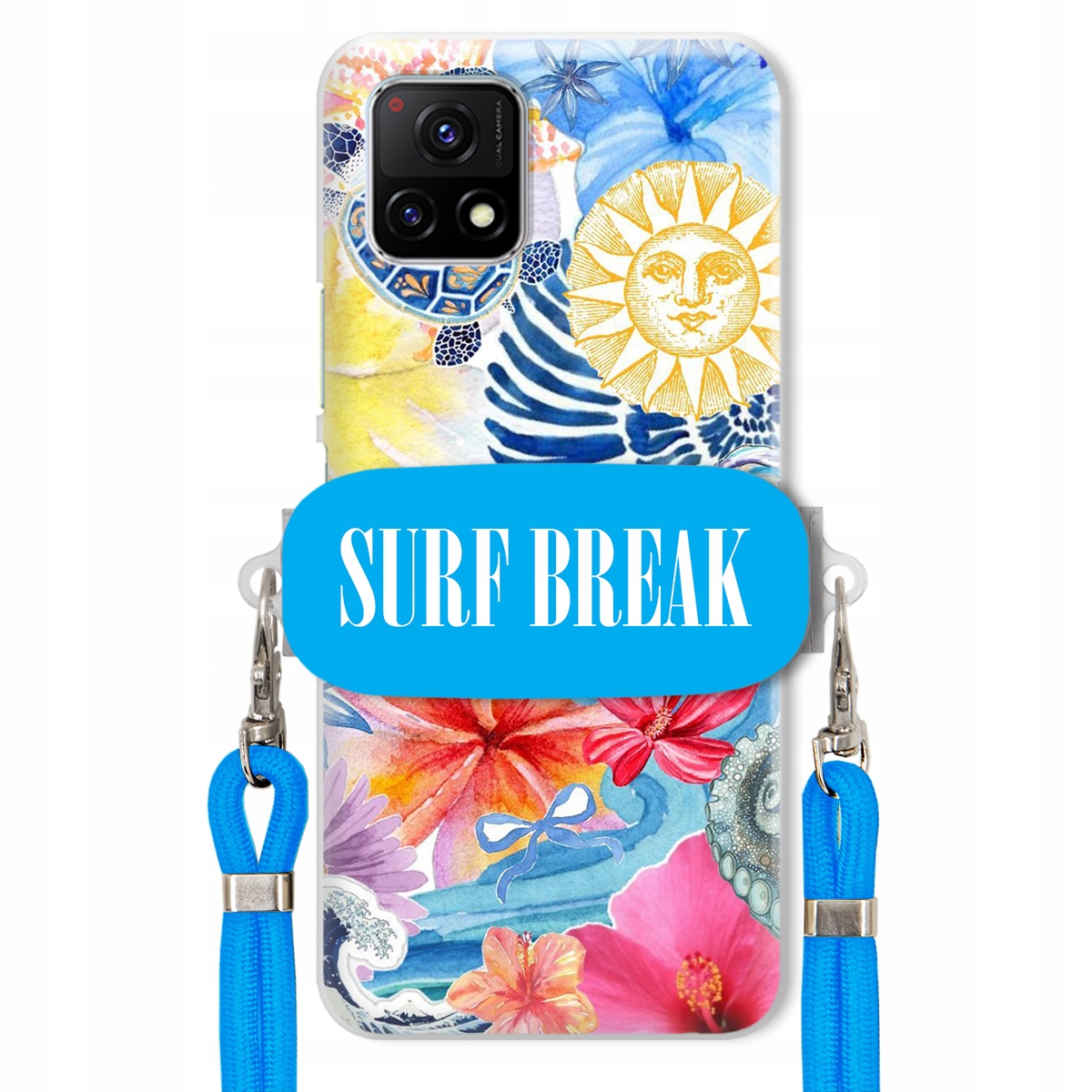 Puzdro pre Vivo Y55 5G Modré Crossbody vodítko držiak Surf Break Lata