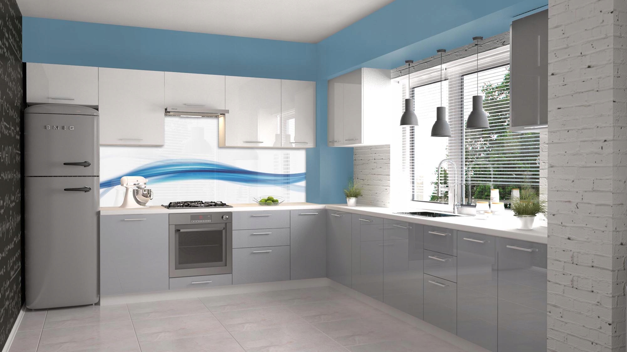 SZAFKA ZLEWOZMYWAKOWA JASNY POPIEL WYSOKI POŁYSK Marka Halmar