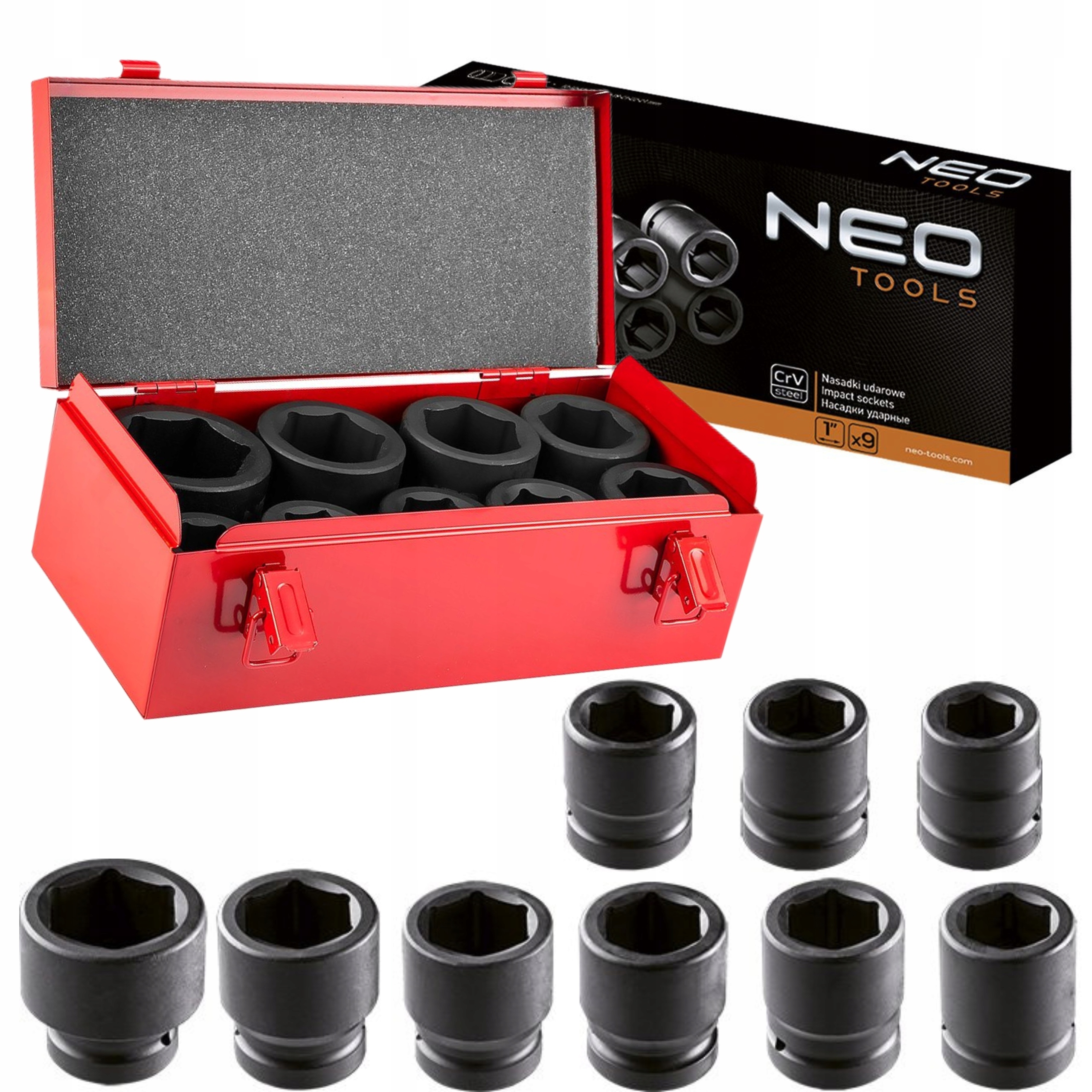 NASADKI UDAROWE 1" 27-50MM ZESTAW 9SZT NEO 12-105 Typ 6-kątna