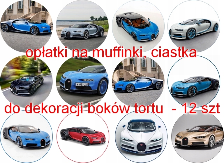 OPŁATKI MUFFINKI BUGATTI CHIRON SAMOCHÓD AUTO wz2