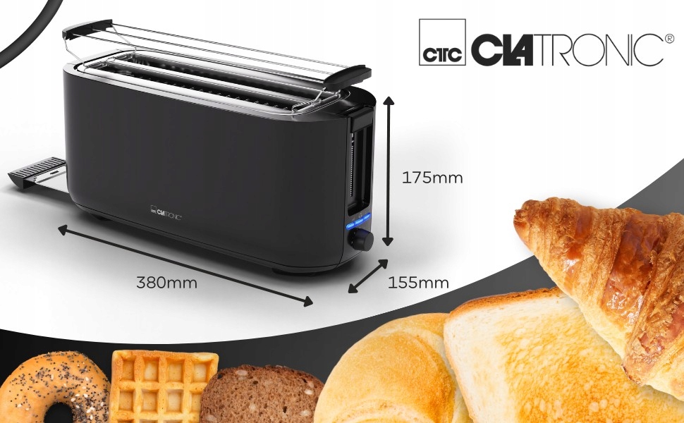 CLATRONIC Toster 4 Kromki Czarny z Funkcją Rozmrażania i Podgrzewania — miniatura 10