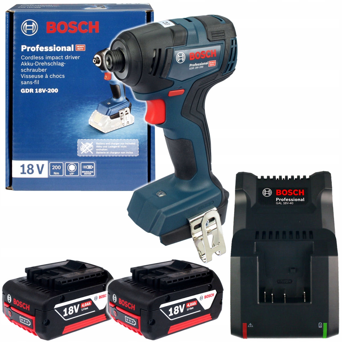 KLUCZ UDAROWY GDR 18V-200 BOSCH 2x4,0Ah
