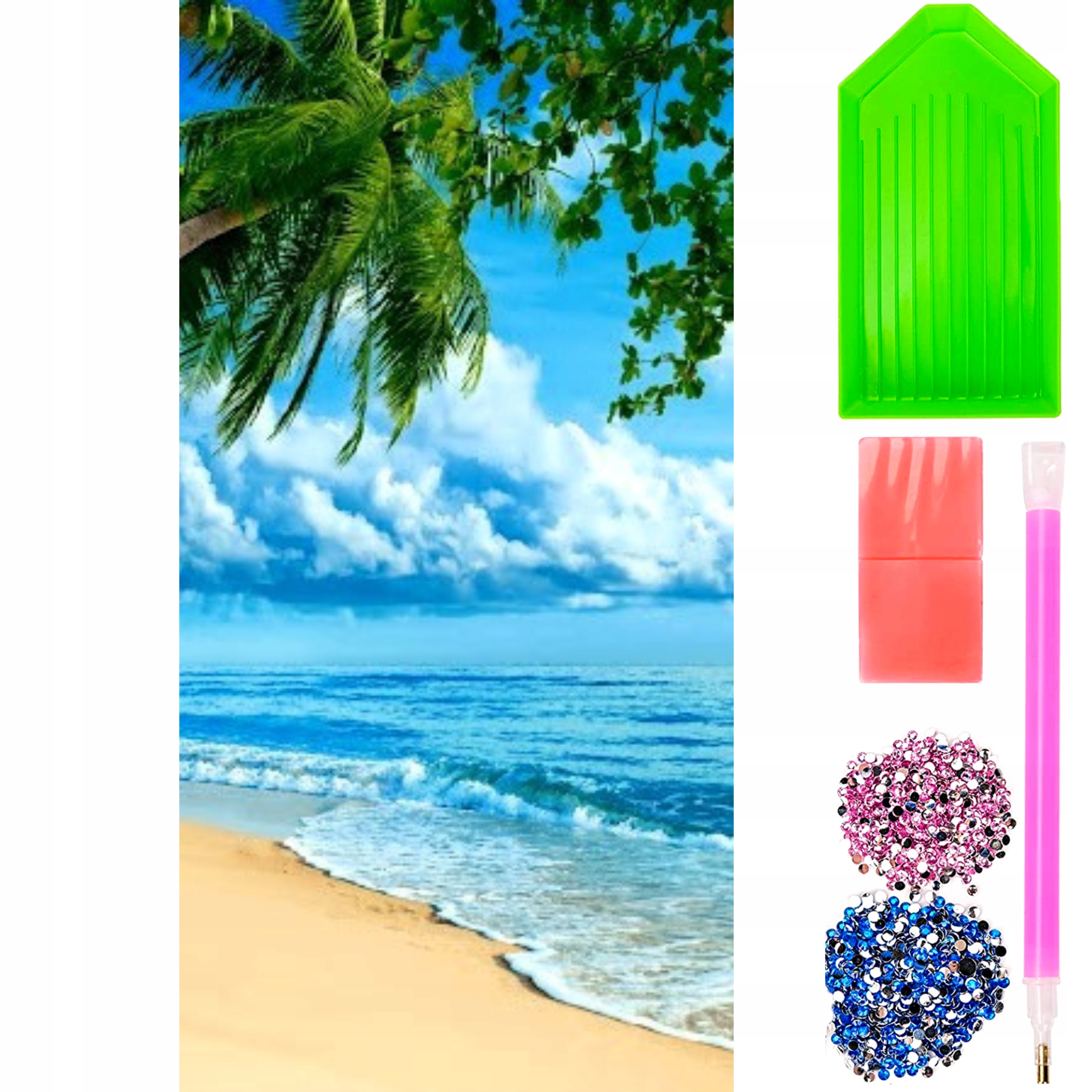 Velké Diamantové Výšivky XXL 80X40 Krajina Pláž Palma Hawaje Dovolená