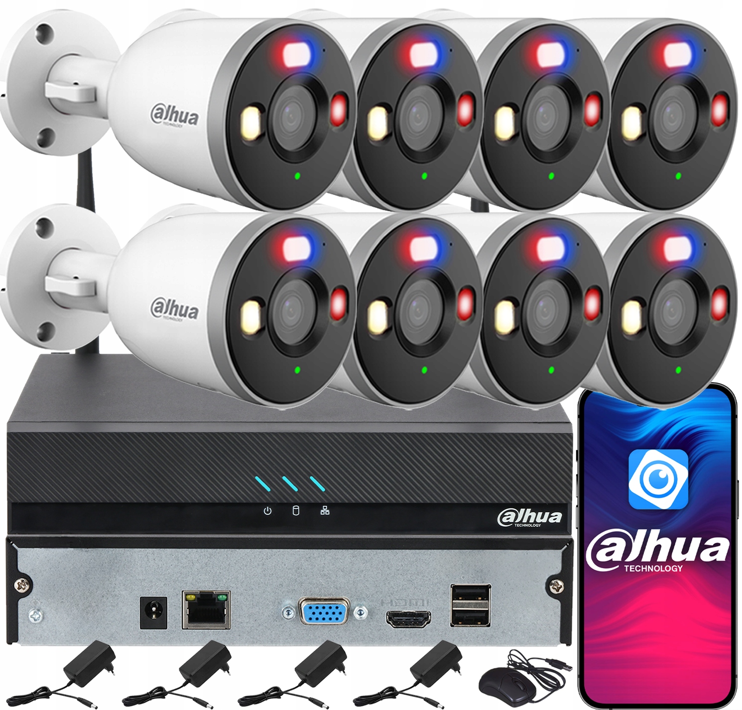 Monitorování Dahua pro 8 kamer 3MPx 2K F3D-PV Detekce Ai Aktivní Led ochrana
