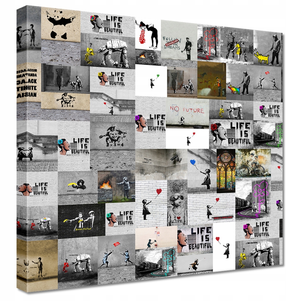 

Obraz 50x50 Mega Mix Banksy Kolaż