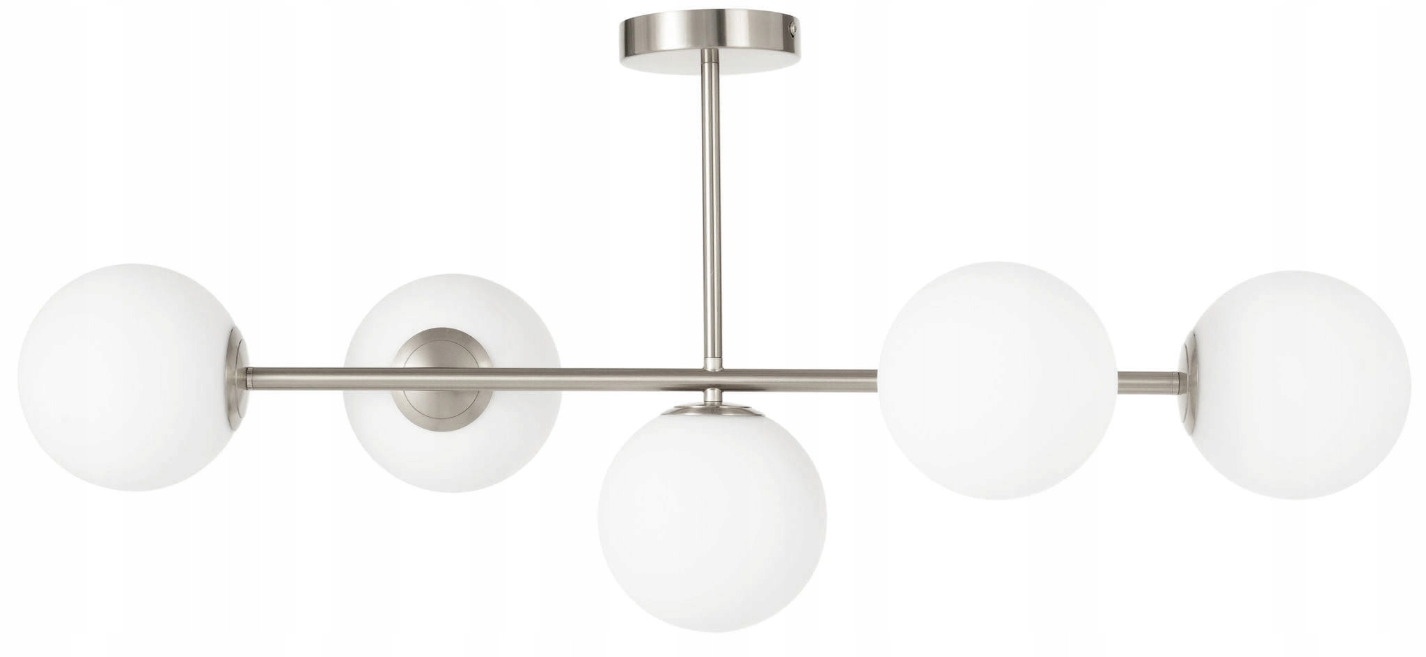 Stropná lampa Milano chróm mat 5 tienidiel mliečne gule