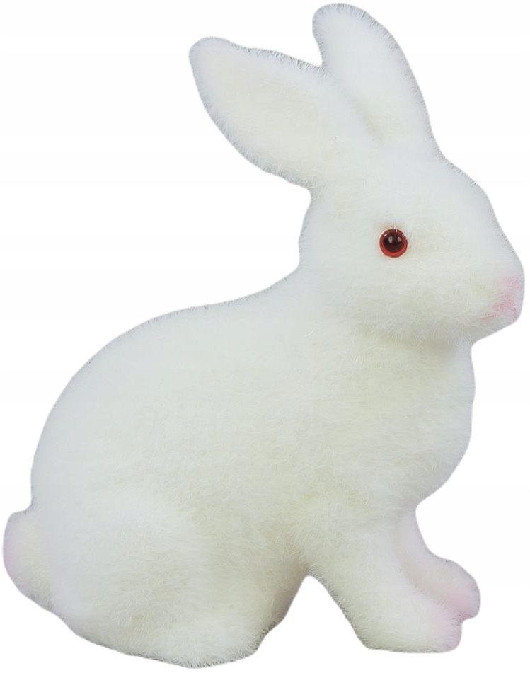 

Biały Zając Siedzący Flokowany Wielkanoc 12,5 CM