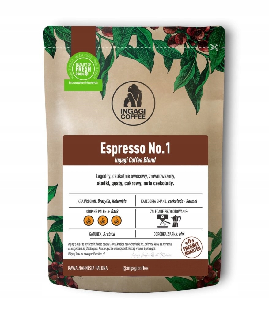 Levně Káva zrnková Espresso No1 Ingagi Coffee Blend 1 kg