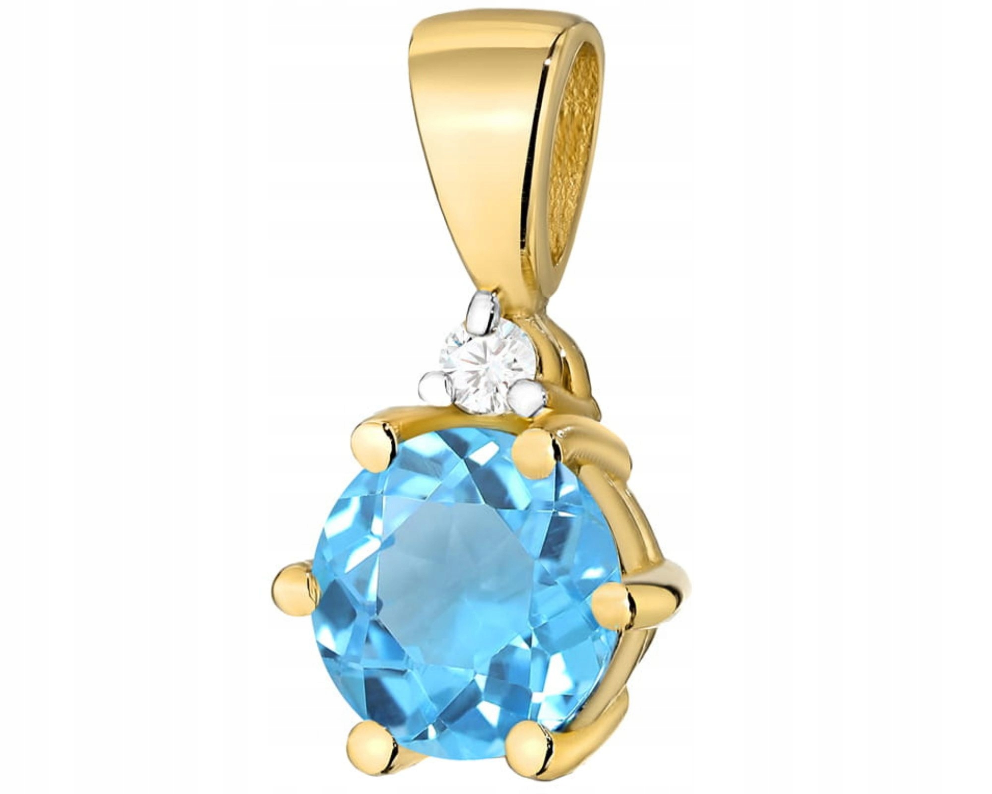 Zlatý Přívěsek Briliant A Přírodní Kámen Modrý Topaz Jako Dárek 585