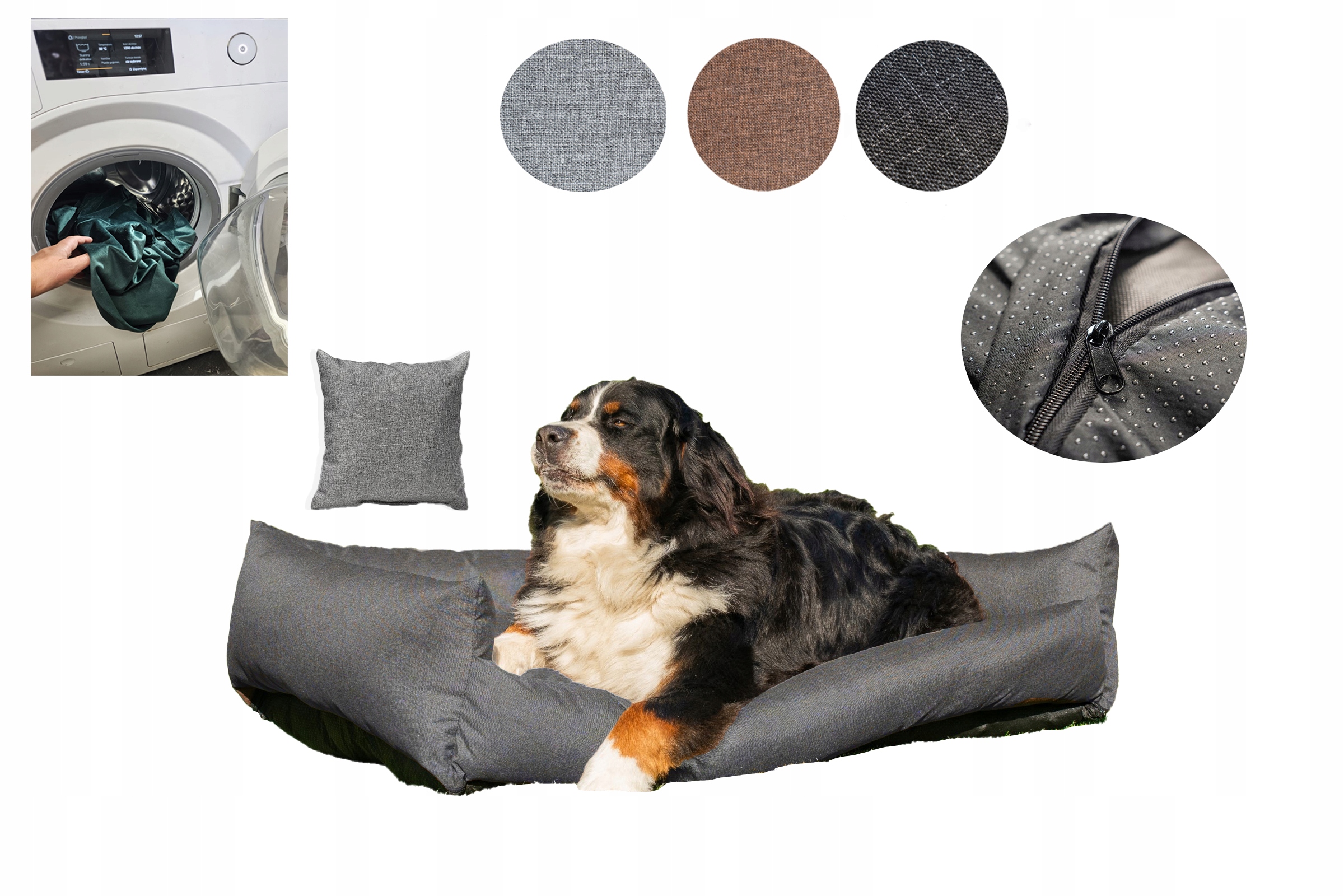 Legowisko dla psa kanapa 120x90 Rozbieralne Zdejmowany Pokrowiec Szary