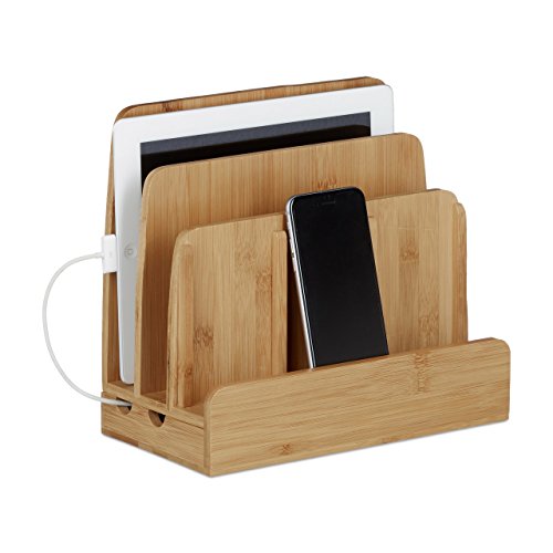 RELAXDAYS Stacja Ładowania Bambusowa Organizer Na Smartfony Tablety — miniatura 14