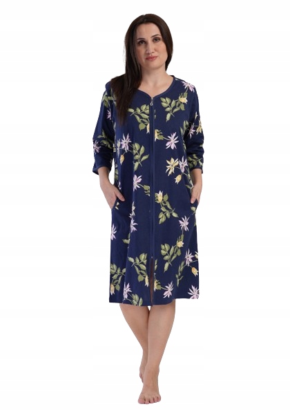 Tmavě Modrý Župan Na Zip, Tenký Bavlněný Župan Župan 6XL