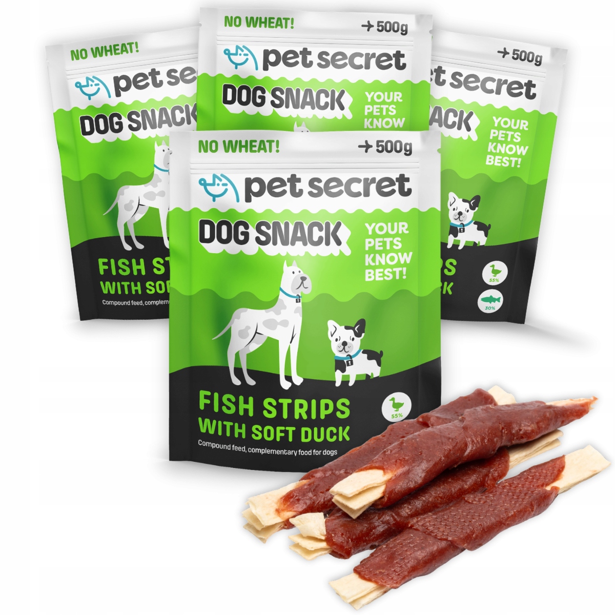 Psí pamlsek 4x500g Tyčinky s kachnou Pet Secret Bez obilovin Kousátko