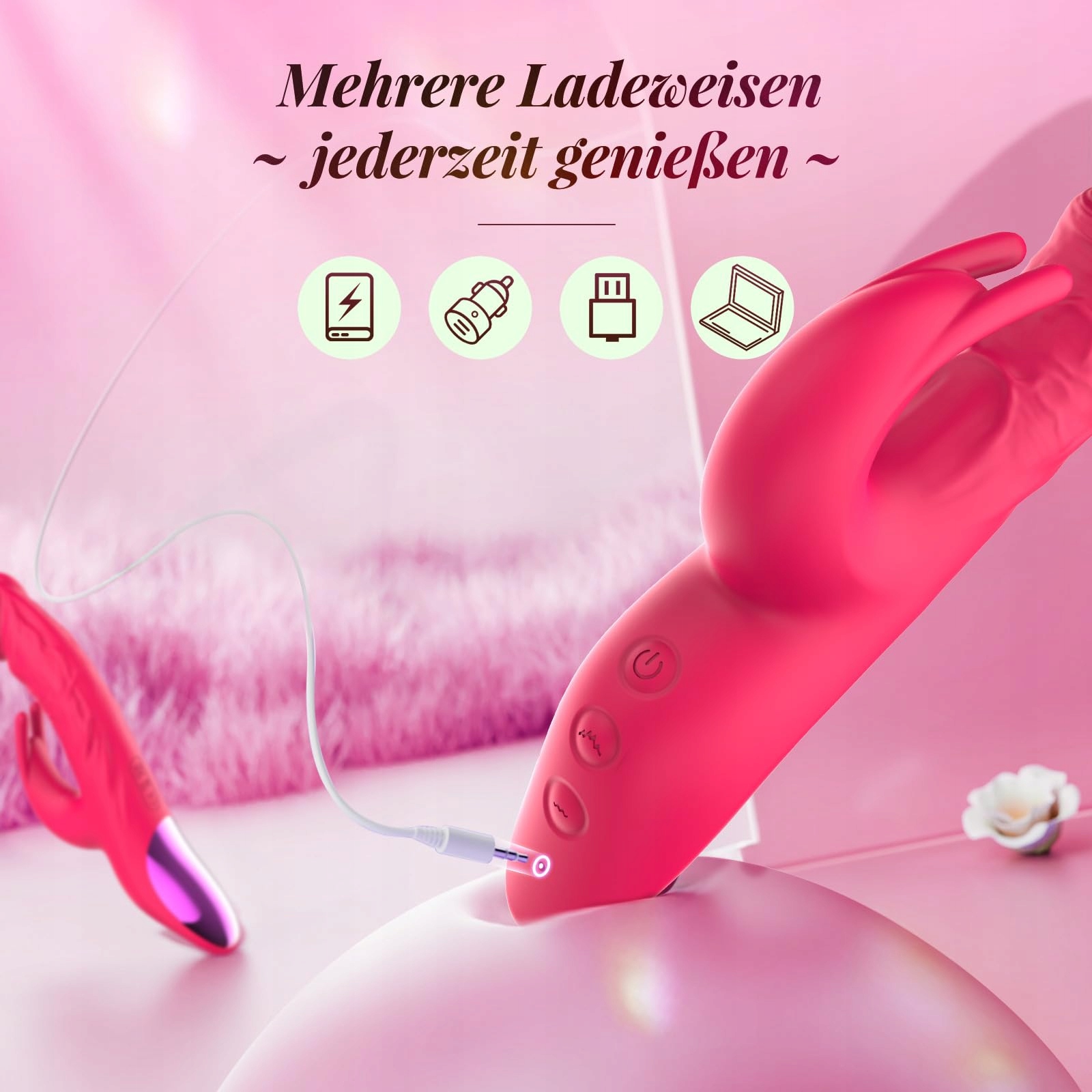 GOBEKEN Wibrator Dla Kobiet Z 10 Trybami Wibracji Rabbit G Punkt Klitoris — miniatura 6