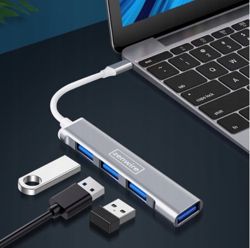 HUB USB-C 4x USB 3.0 ADAPTER ROZGAŁĘŹNIK REPLIKATOR PORTÓW Zenwire SLIM Kod producenta HUB USB-C Do laptopa OTG USB ROZDZIELACZ