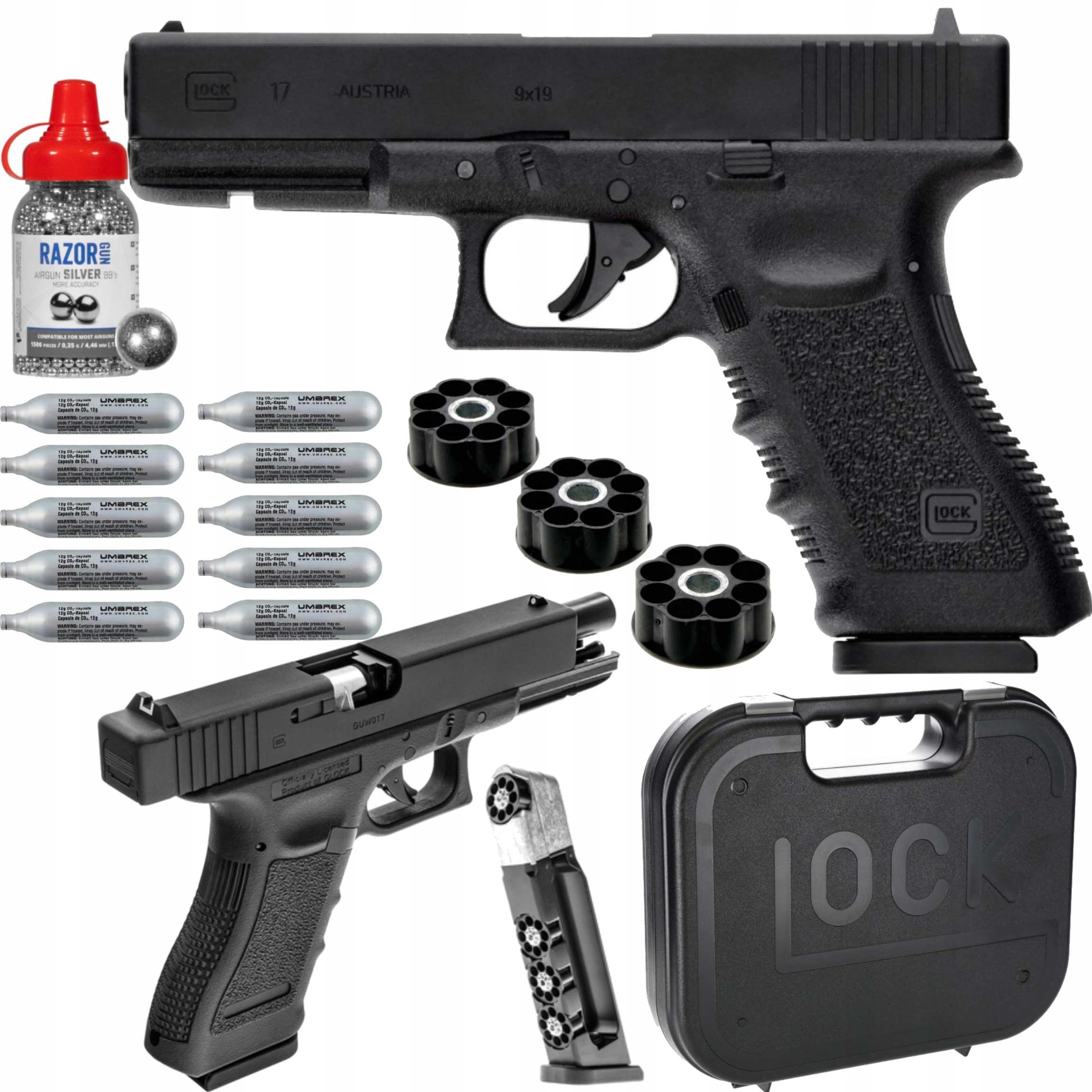 Pistolet wiatrówka Glock 17 blowback 4,5 mm Bb diabolo 10 CO2 Śrut 1500