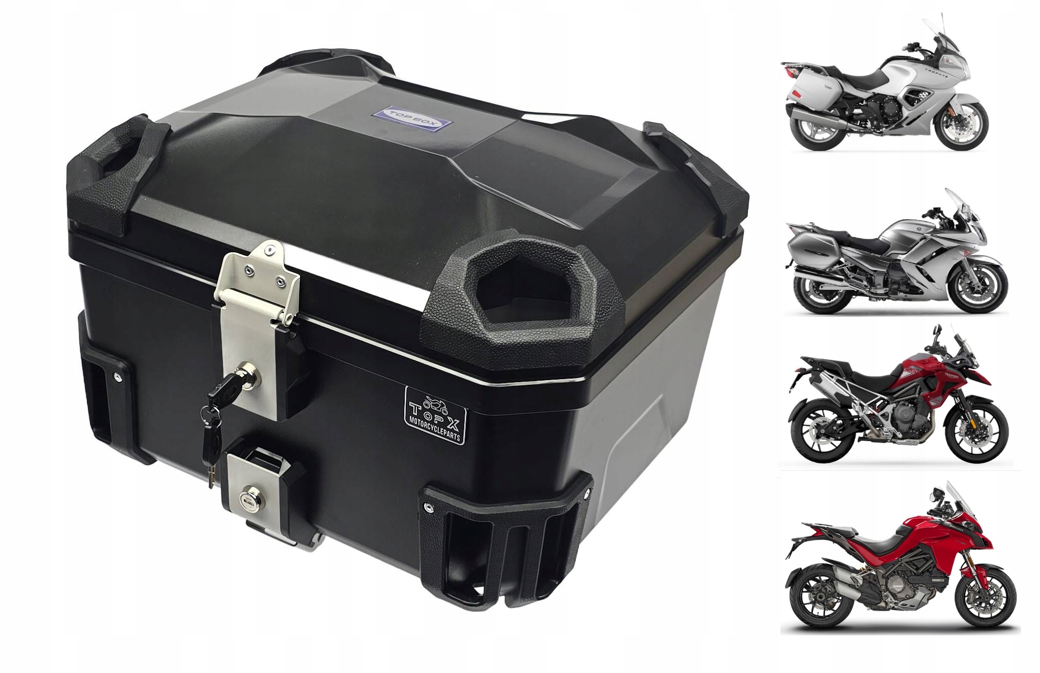 Motocyklový kufr Centrální plastový Abs 48L Boston TopX Polstrování Deska