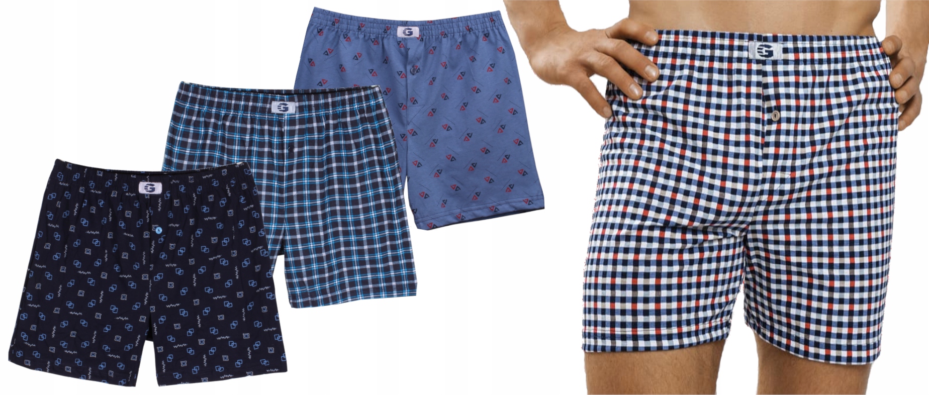 

3x Bokserki Luźne Męskie 100% Bawełna Polskie L