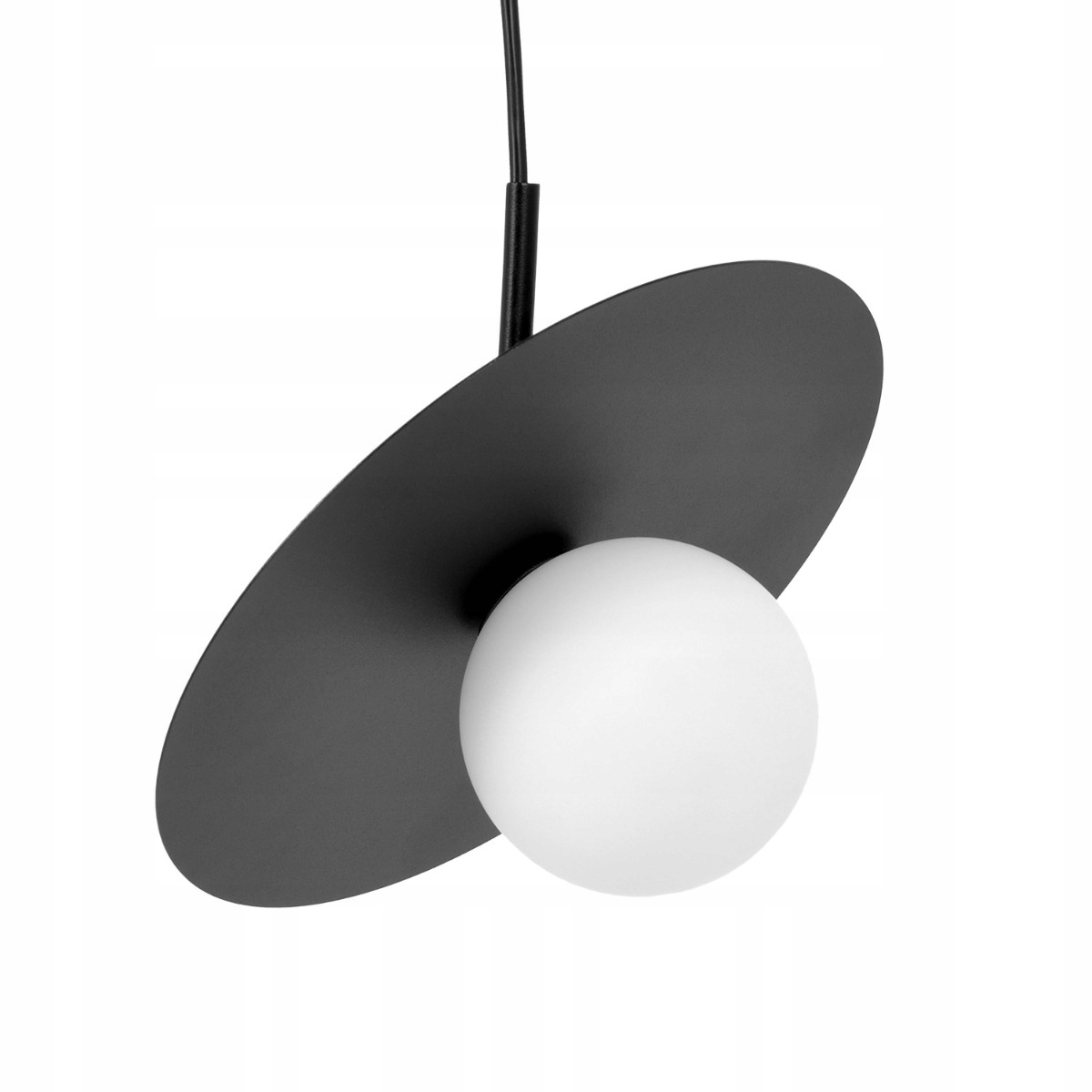 Závesná lampa čierna sklenená biela guľa nastaviteľná do spálne obývačky Kaja