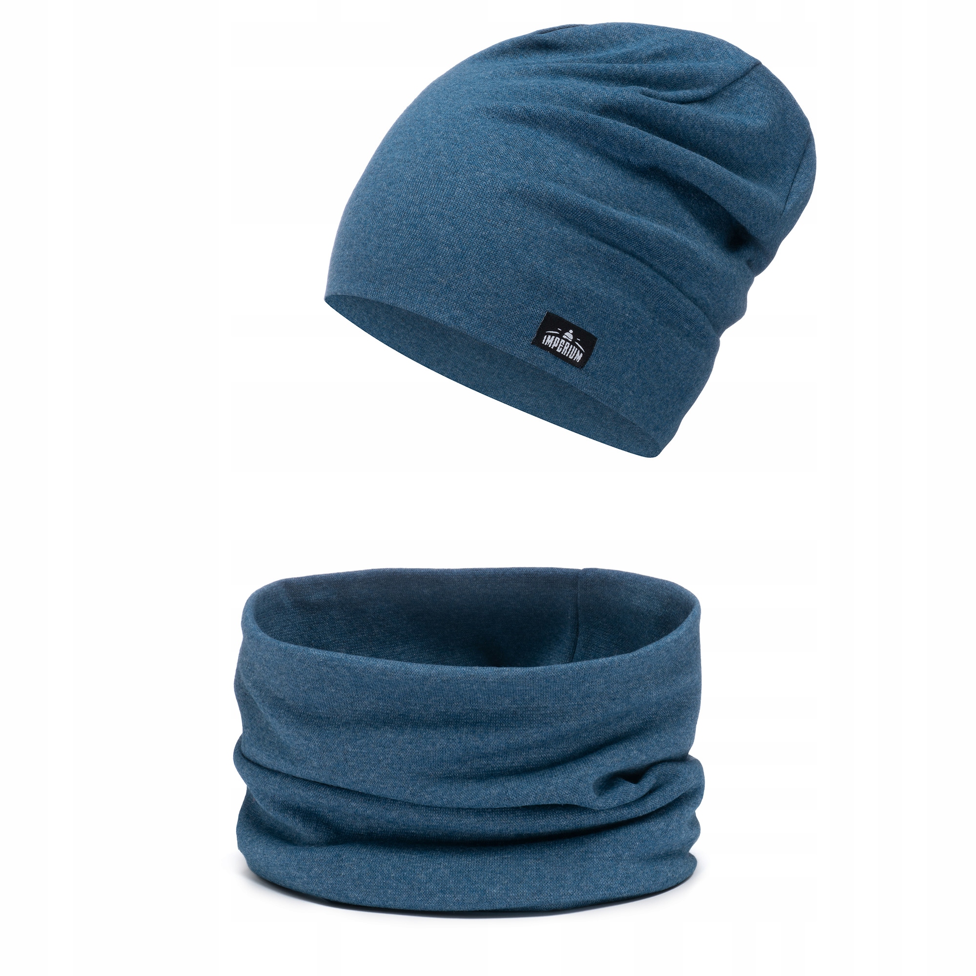 

Czapka beanie bawełniana + komin komplet C. Nieb.