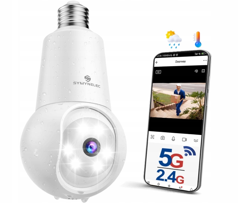 Venkovní monitorovací kamera Bulb 5 GHz/2,4 GHz bezdrátová WiFi kamera