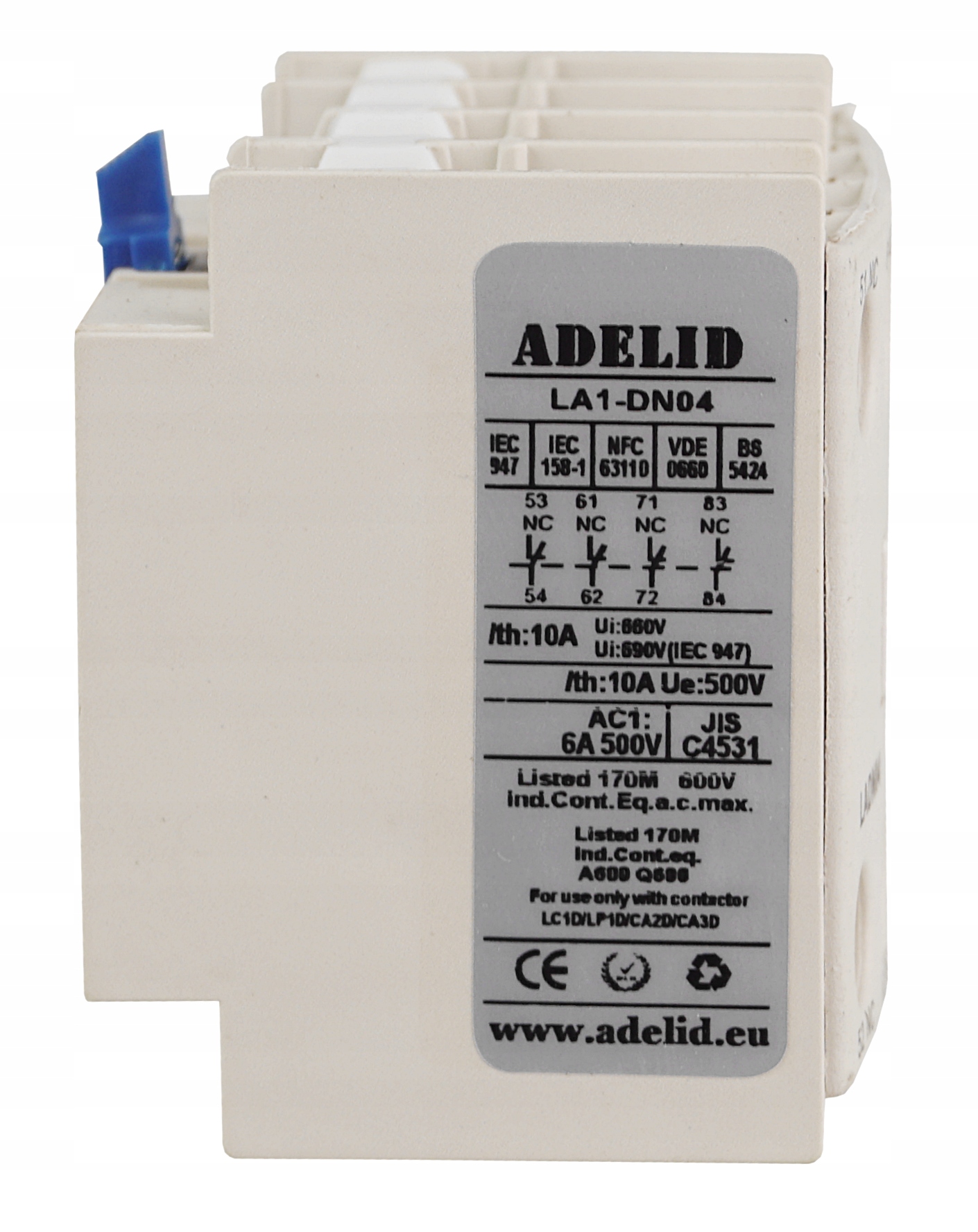 STYKI POMOCNICZE STYCZNIK STYKÓW FRONTOWY LC1 4xNC Rodzaj stycznik