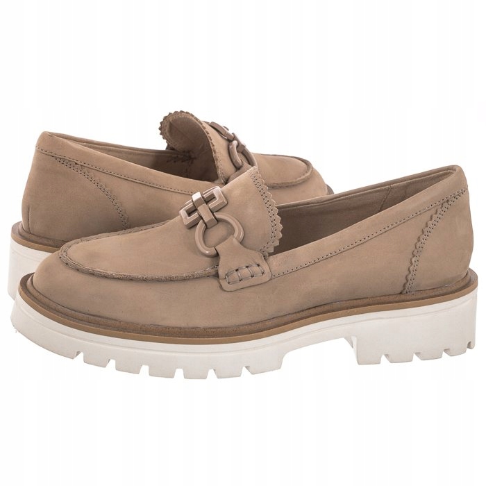 Dámské kožené polobotky mokasíny Caprice béžové 9-24706-20