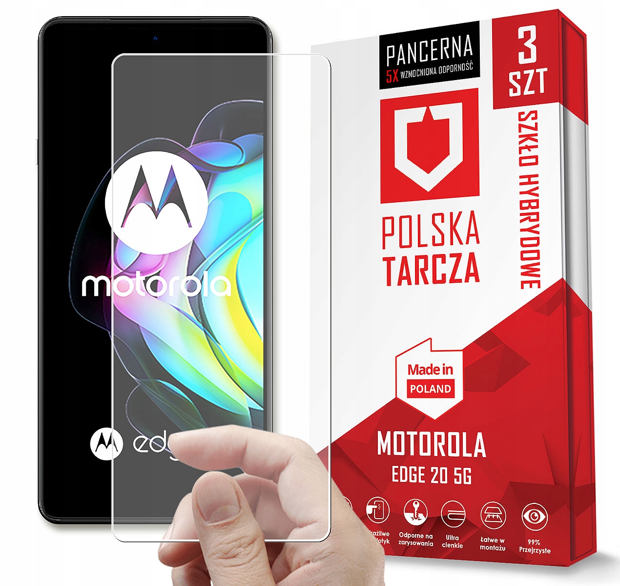 

3PACK Najmocniejsze Szkło Do Motorola Edge 20 5G