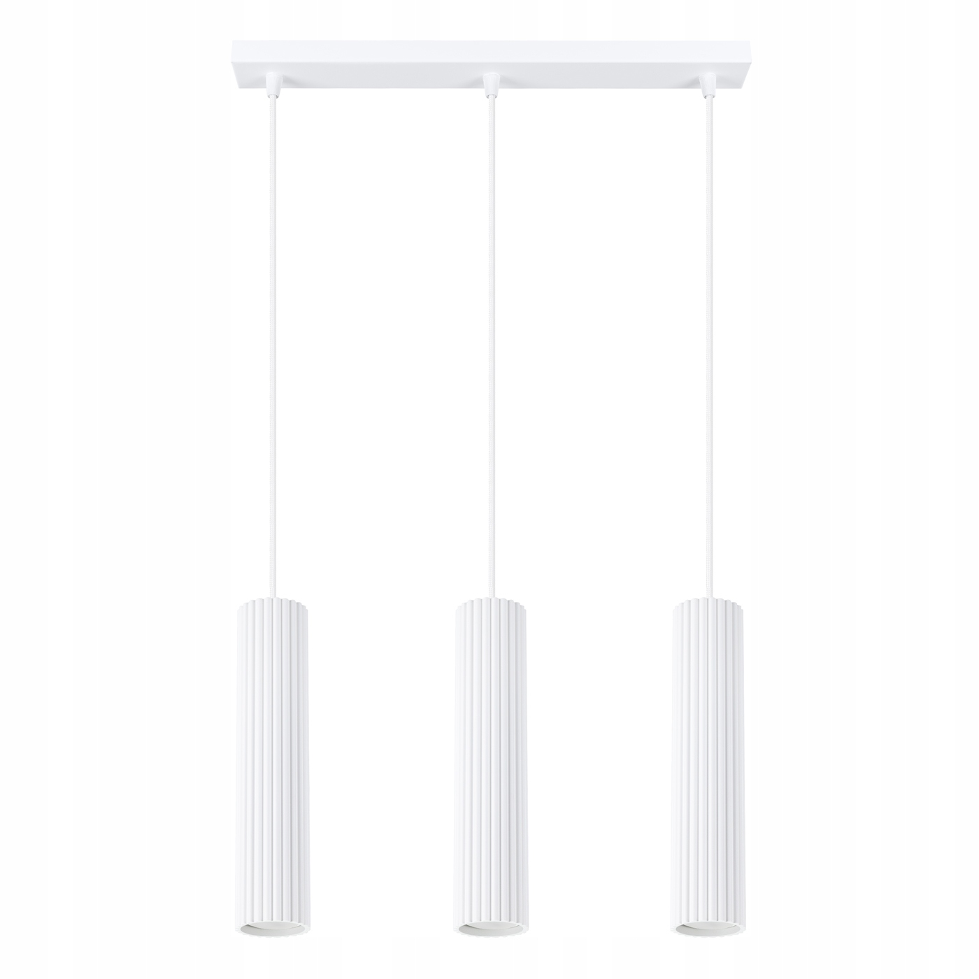 Sollux Trojitá závesná lampa biela s vrúbkovanými tubami 30 cm nad stôl ostrov bar