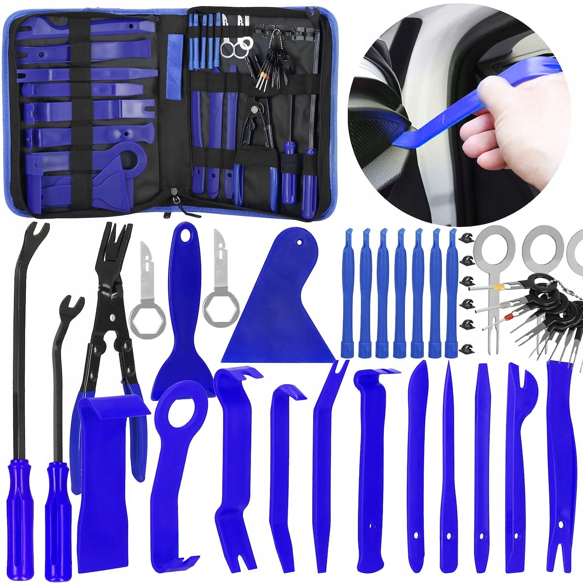 ZESTAW NARZĘDZI DO DEMONTAŻU TAPICERKI SPINEK LISTEW SAMOCHODOWYCH RADIA EAN (GTIN) 5907719442532