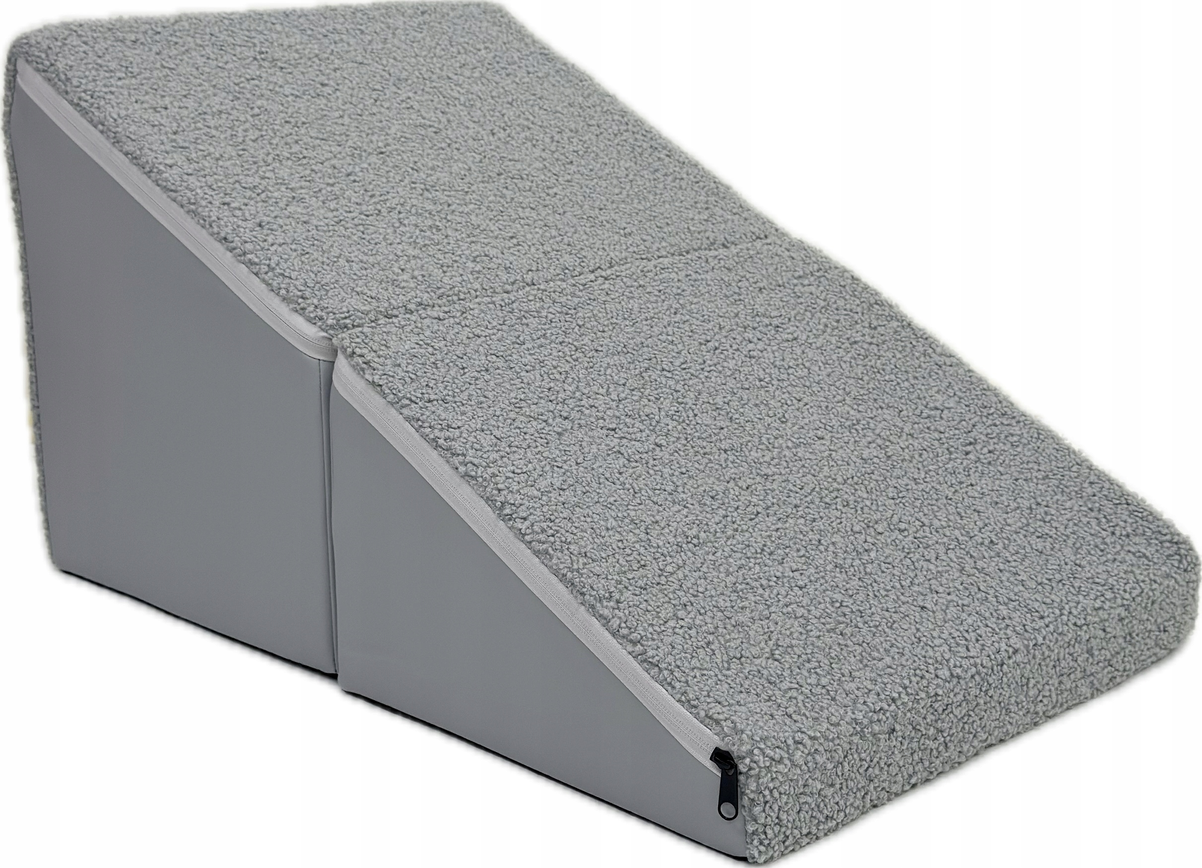 Schody podest dla psa kota 2w1 Pufa rampa Eko Skóra +boucle Szara Jasna