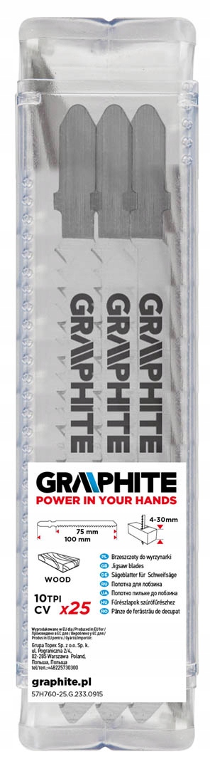 Brzeszczoty do wyrzynarki, 10TPI, uchwyt typu T 25 Marka Graphite