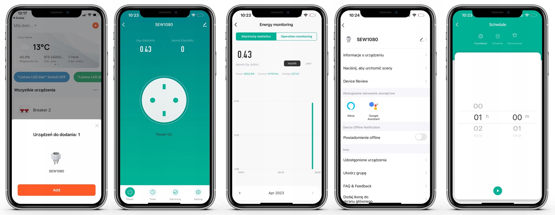 Inteligentne Gniazdko Watomierz SMART TUYA WiFi 230V 16A IOS i ANDROID Komunikacja WiFi