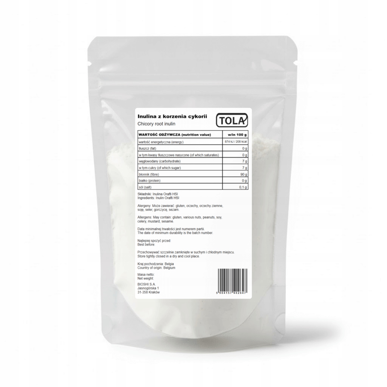 Levně Inulin z kořene čekanky 25 kg – přírodní vláknina, vysoká kvalita Tola