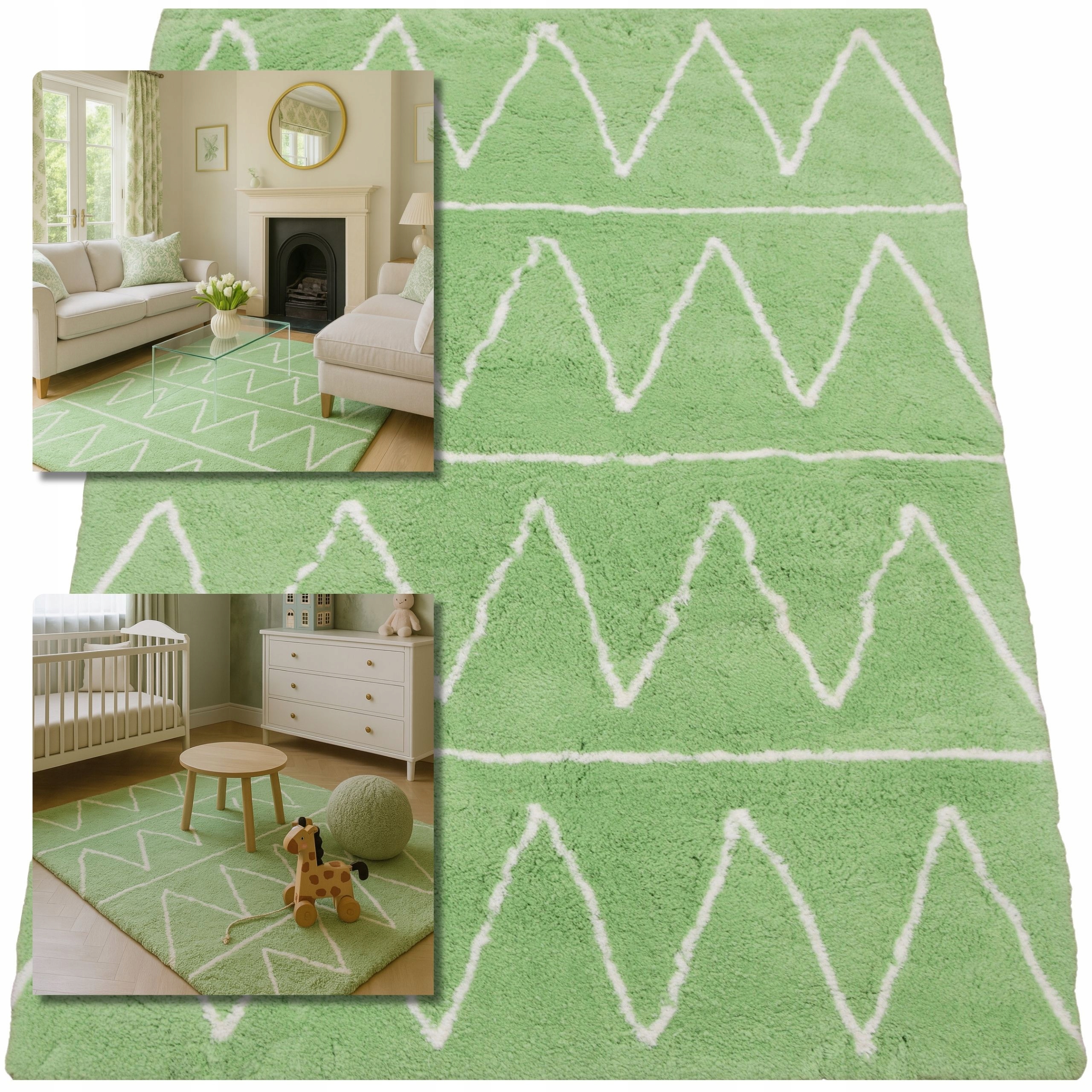 Koberec 120x170 Shaggy Velvet Zelený Koberec Do Obývacího Pokoje Loft Nadýchaný Koberec