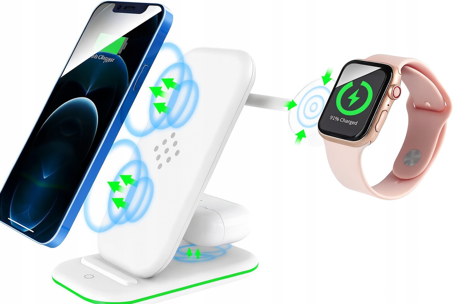 Ładowarka Indukcyjna Stacja Ładująca Biała Uniwersalna IPhone Samsung